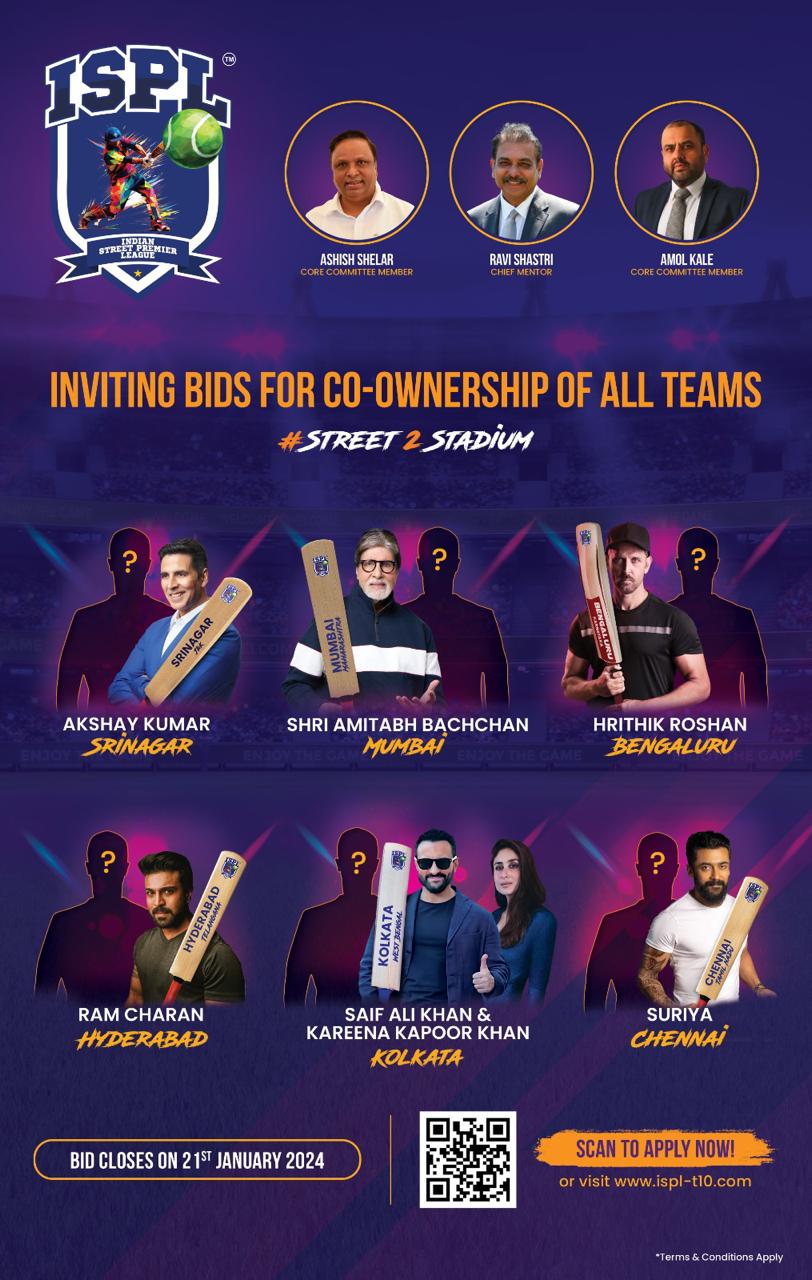 Indian Street Premier League (ISPL) unveils opportunity for co-ownership of teams Indian Street Premier League (ISPL) unveils opportunity for co-ownership of teams
