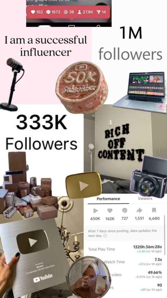 Influencer content Creator Core vibes manifestation aesthetic