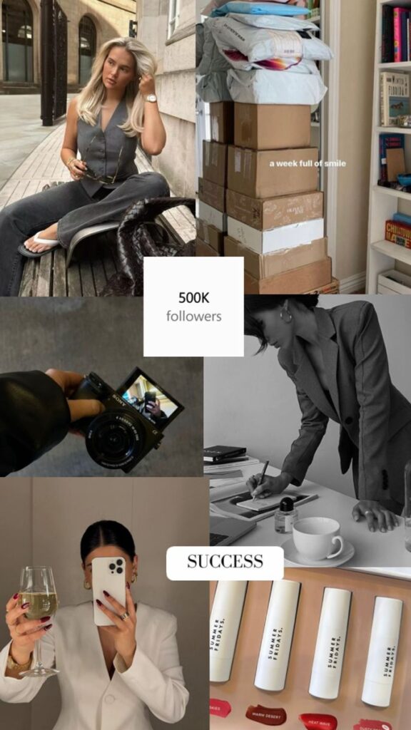 influencer life, influencer aesthetic, vision board, social media vision board, clean girl_