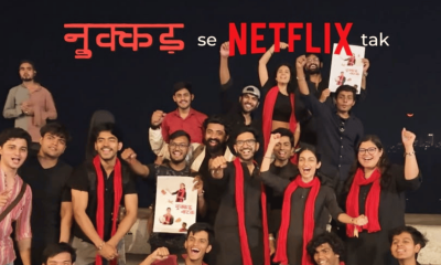 Poster of the independent film Nukkad Naatak, now streaming on Netflix, highlighting street theatre and social issues through the journey of two students working with children from a slum.