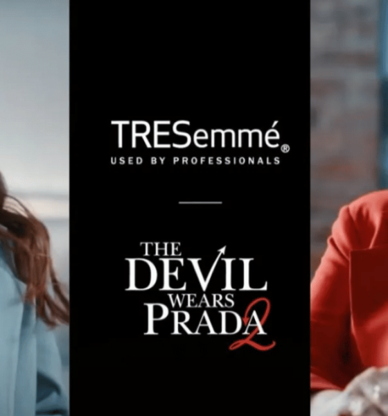 Campaign visual featuring Zeenat Aman and Apoorva Mukhija for TRESemmé, inspired by The Devil Wears Prada 2, showcasing contrasting hairstyles to represent generational fashion identities.