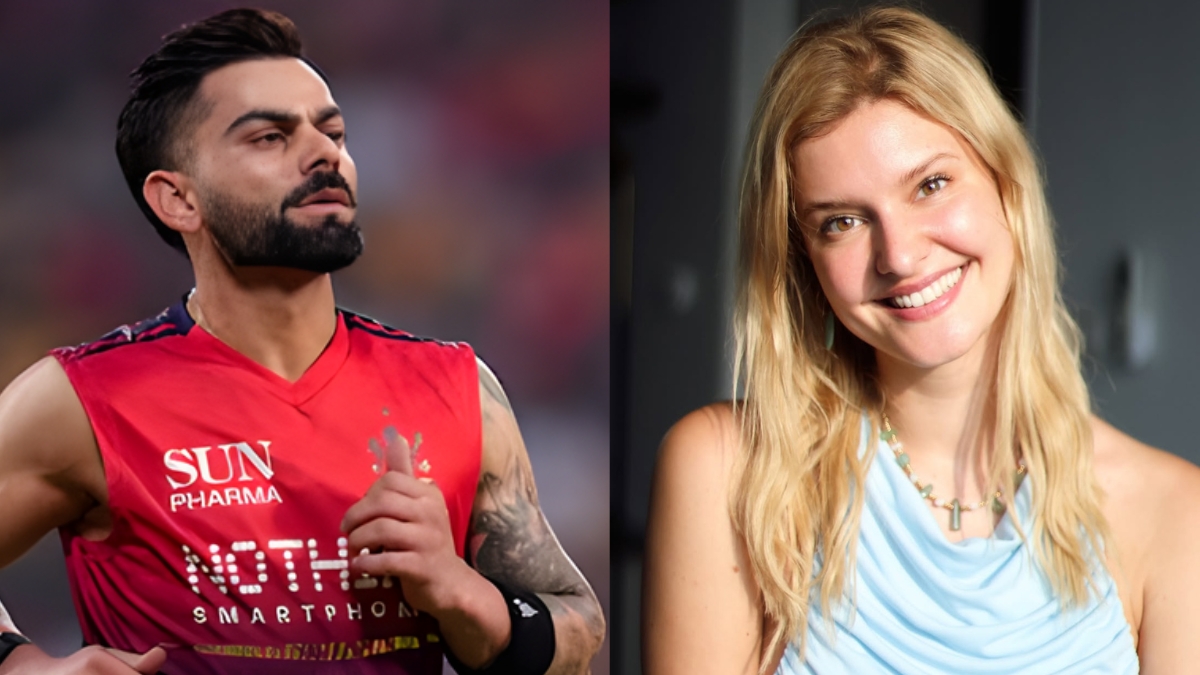 A side-by-side comparison of German influencer LizLaz and Indian cricketer Virat Kohli, highlighting the viral Instagram interaction.