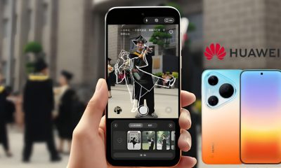 Smartphone camera interface showing an AI-generated pose outline guiding a user to position themselves correctly for a well-composed photo in a real-world setting.