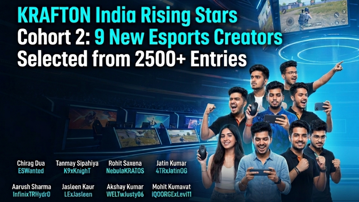 KRAFTON India Rising Stars Programme 2026 Cohort 2 featuring nine esports creators selected from over 2,500 entries across India