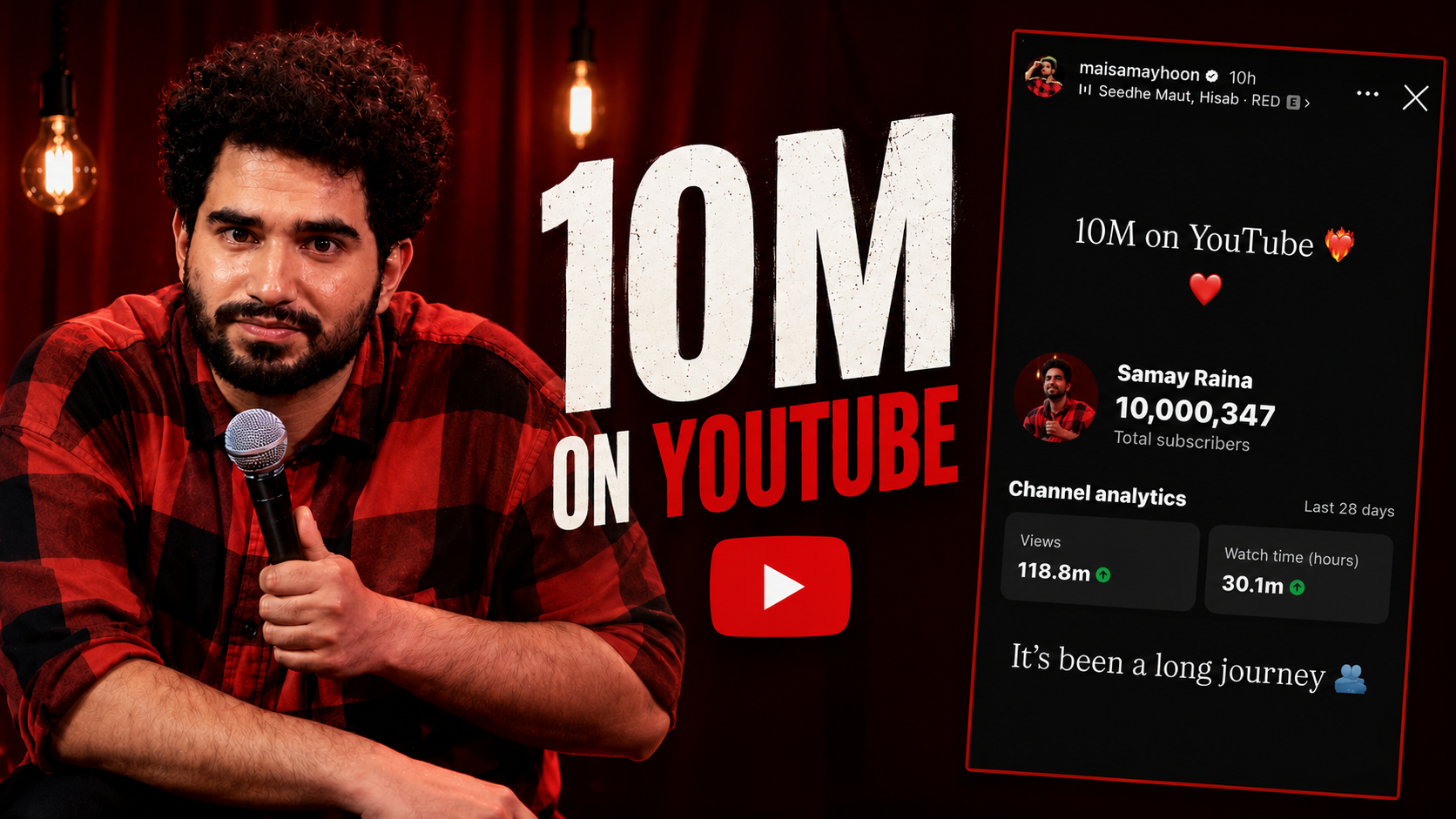 Samay Raina Crosses 10 Million YouTube Subscribers