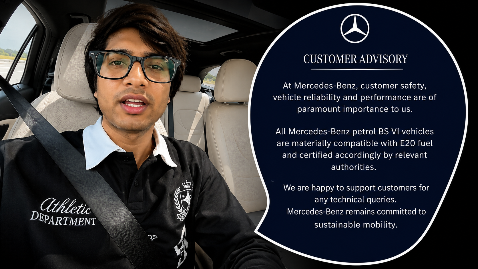 Mercedes Responds to Sourav Joshi's E20 Fuel Concerns