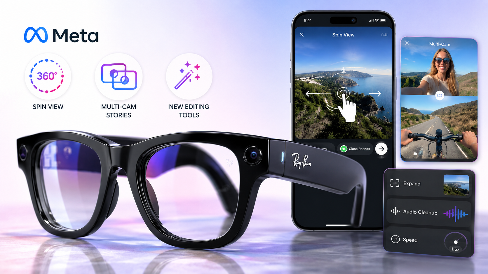Meta Introduces Spin View, Multi-Cam Stories, And New Editing Tools For AI Glasses Users On Instagram