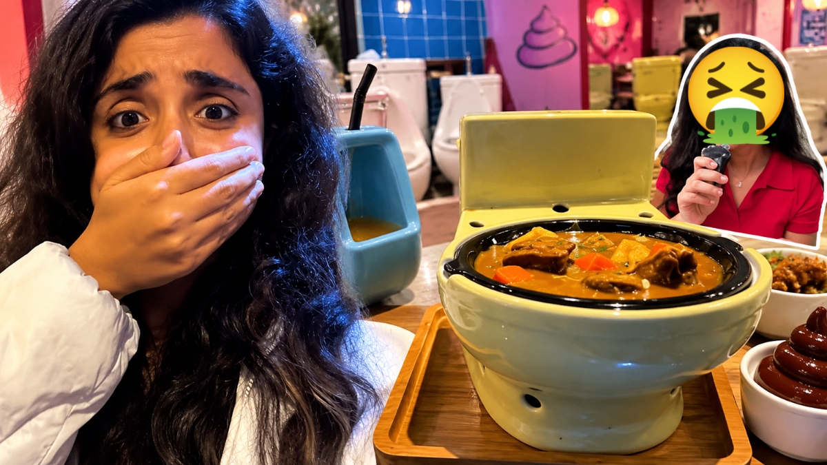 Indian Creator Aakansha Monga Gives Taiwan’s Toilet-Themed Restaurant Food 5/10